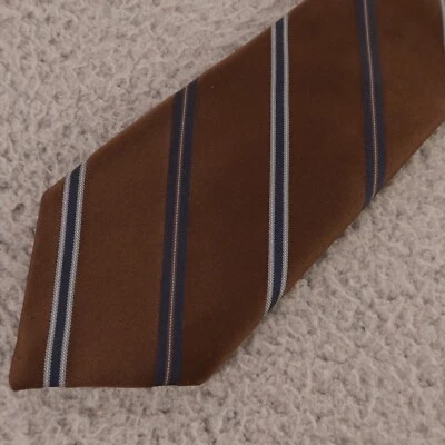 Corbata Van Heusen Marrón Azul Rayas 100% Poliéster Hecha en EE. UU. Foto 1 de 4