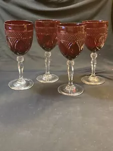 "Vajilla cordial vintage Luminarc Francia rojo rubí corte a transparente cristal 8""" - Imagen 1 de 11