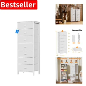 Elegant Tall White Dresser with 7 Drawers - Versatile Storage Solution - Picture 1 of 11