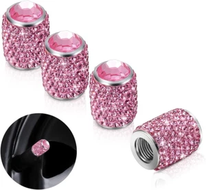 Bling Tire Stem Valve Caps, Crystal Tire Caps Shinny Rhinestone Universal Car Du - Picture 1 of 7