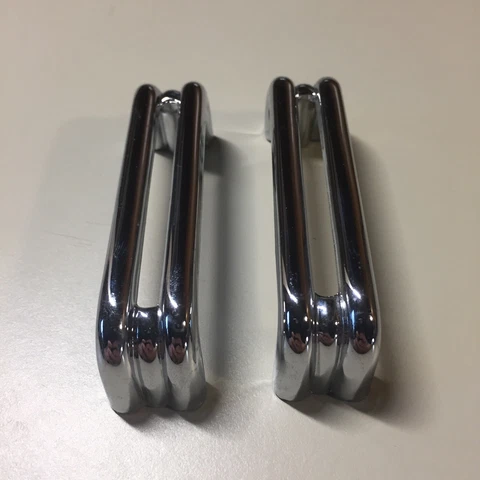 2 Vintage KBC Chrome Split Bar Drawer Pull Mid Century Style Lot N Cover