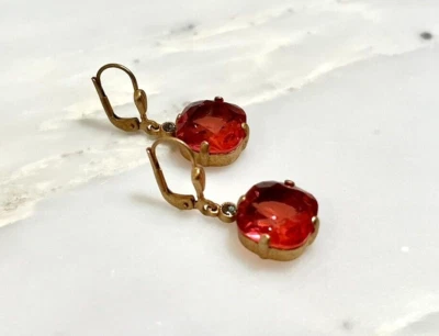 NUEVO CON ETIQUETAS Pendientes colgantes La Vie Parisienne/Popesco oro coral melocotón cristal #6556G ¡NUEVOS! Foto 1 de 4