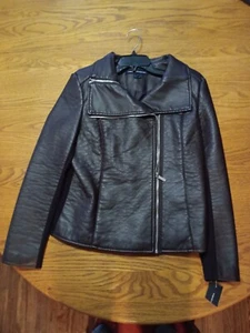 French Connection womans size large Berry colored vegan leather fully lined... - Picture 1 of 10