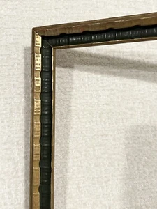 Antique Picture Frame 7.5 X 16” Wood Green Gold Nice! - Picture 1 of 7