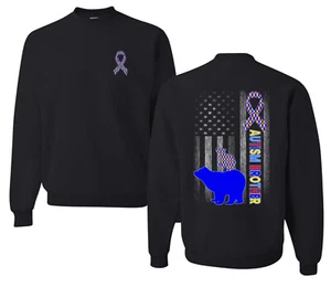 Autism Awareness Brother Bear Puzzle Autism Ribbon Unisex Crewneck Sweatshirt - Picture 1 of 9