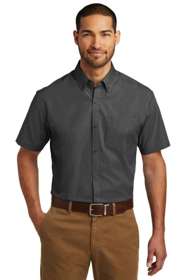 Camisa de vestir Port Authority W101 de popelina sin preocupaciones de manga corta para hombre Foto 1 de 1