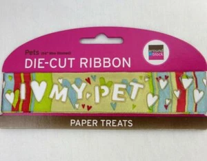 I Heart Love My Pet Die Cut Ribbon Wire Rimmed 54" x 1" Around the Block New - Picture 1 of 3