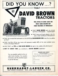 Pubblicità stampa concessionario 1969 di Burkhardt Larsen David Brown 1200 trattore agricolo - Foto 1 di 2