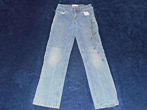 Xhileration Stretch Blue Jeans w/Flowers on Leg Childs Kids Girls Spandex M 7/8 - Picture 1 of 4