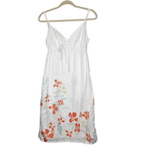 O'neill White Floral Spaghetti Strap Cotton Sundress Orange Green Tropical 5 - Picture 1 of 10
