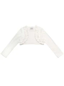 RARE EDITIONS NEW GIRLS 2-6x IVORY KNIT SHRUG W/ RUFFLES - GIRLS SWEATER - Picture 1 of 1