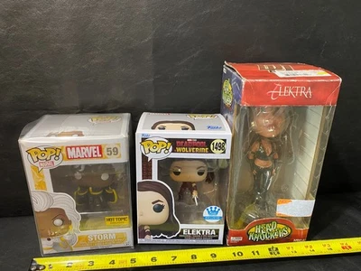 Elektra and Storm Funko Pop! w/ Elektra Head Knockers Jennifer Garner Neca - Image 1 of 4
