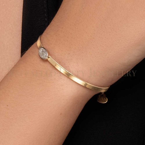 VALENTINO Braccialetto Diamanti Naturali 0 2 Ct Oro Giallo e Bianco 14k Design Bobina H SI