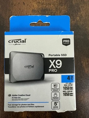 New Crucial X9 Pro 4TB External USB-C SSD - Space Gray - SEALED - Image 1 of 3