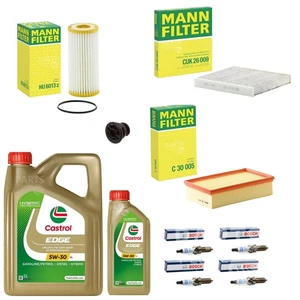 FOR VW GOLF R MK7 MANN SERVICE KIT 3 FILTERS 6L 5W30 CASTROL 4 SPARK PLUGS - Picture 1 of 1