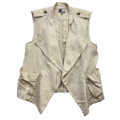 Kut from the Kloth Linen Open Drape Front Vest Coastal Boho Beige Womens XL NEW - Image 1 of 4