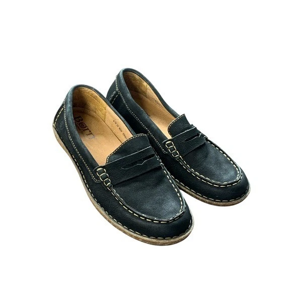 Mocasines Born Nerina Cuero Negro Nubuck Penny Cómodos Informales Sin Cordones Zapatos 8 Foto 1 de 4