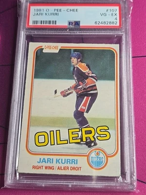Tarjeta de novato Jari Kurri 1981 O-Pee-Chee OPC RC #107 PSA 4 Edmonton Oilers de colección Foto 1 de 2