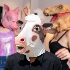 Halloween Cow Mask Funny Animal Head Mask for Carnival Halloween Dressing up - Picture 1 of 5