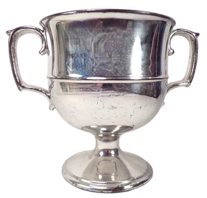 Sugar Bowl Silver Luster Porcelain Trophy Urn Style Footed Antique Nice - Picture 1 of 5
