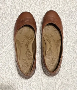 Born Womens Shoes Leather Ballet Flats Embossed Rust Size 7 - Picture 1 of 6
