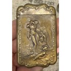 Antique Art Nouveau Brass Match Safe Vesta Case Nude Nymph Figural Vintage c1900