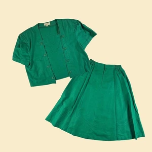 Conjunto falda y blusa vintage años 70/80 a juego, 25" cintura vintage 2 piezas por KII - Imagen 1 de 10