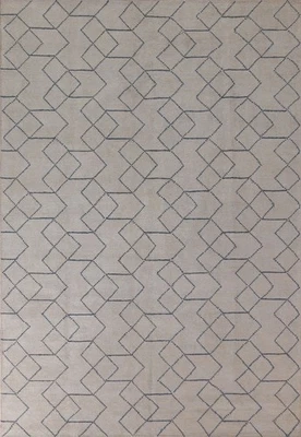 Moroccan Style Area Rug 8x10 Ft Hand-Knotted Oriental Geometric Wool Carpet - Image 1 of 4