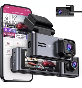 OMBAR Dash Cam 5G WiFi GPS, 3 Channel Dash Cam Front and Rear Inside 2K+1080P - Picture 1 of 8