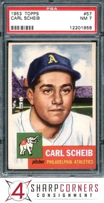 1953 TOPPS #57 CARL SCHEIB ATHLETICS PSA 7 - Image 1 of 4