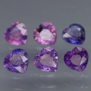 Heart Shape 4.5 to 5mm.Heated Only! Fancy Color Sapphire Madagascar 6Pcs/2.84Ct. - Picture 1 of 6