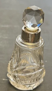 Antique Style Silver Rimmed Cut Glass Perfume Bottle, Hallmarked. - Picture 1 of 5