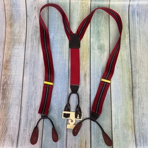 Liberty Of London Hosenträger Hosenträger Herren Rot Blau Seide Leder Gold Messing - Bild 1 von 6