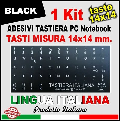 Adesivi Tastiera Italiana Lettere Pc Notebook Computer Keyboard tasto 14x14 mm - Immagine 1 di 4