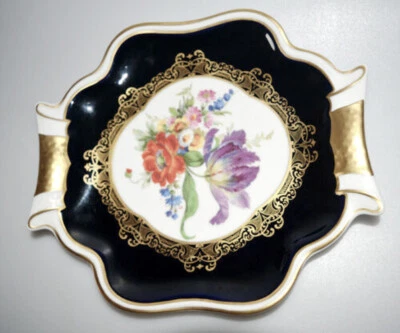 WEIMAR PORZELLAN PRUNKSCHALE ZIERTELLER ECHT WEIMAR KOBALT Thüringer Handarbeit - Bild 1 von 4