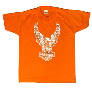 Vintage Harley Davidson Print Deadstock Single Stitch Screen Stars Tshirt Kids L - Picture 1 of 3