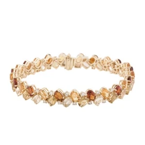 14k yellow gold Sonia Bitton diamond and citrine bracelet - Picture 1 of 5