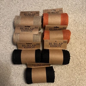 Natural Burlap Ribbon New with Tags 5.5x 15 ft Unwired Burlap Lot of 7 Rolls - Picture 1 of 4