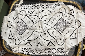 napperon En Dentelle broderie embroidery Ancienne french Antique Lace rosace - Imagen 1 de 3