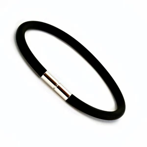 Hombres/Mujer Grueso Pulsera de Goma – Plata de Ley Giro Clasp-5mm Goma Cuerda - Imagen 1 de 5