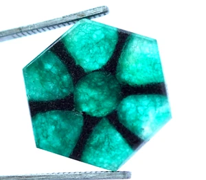 Piedra preciosa suelta colombiana con hexágono esmeralda trapiche natural de 32,20 quilates - Imagen 1 de 4