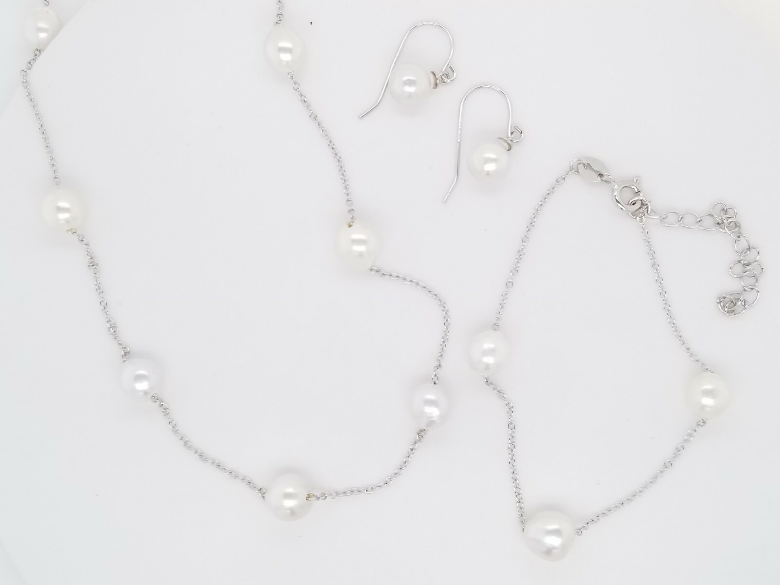 Silver Necklace Bracelet Earrings | eBay