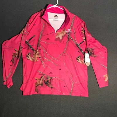 PINK Mossy Oak Light Weight Camo Women's 1/4 Zip Long Sleeve 2XL XXL NEW   S2 - Image 1 of 4