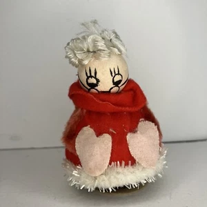 Vintage Spun Cotton Chenille Mrs Santa Claus Christmas Figurine Putz Japan - Picture 1 of 5