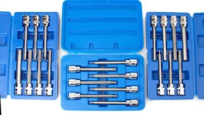 21pc VCT 3/8" DRIVE MM SAE EXTRA LONG 4-1/2" LONG HEX TORX BIT SOCKET SET - Image 1 of 2