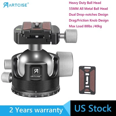 55mm All Metal CNC Tripod Head Ball Head Heavy Duty Ball Head Load 88lbs /40kg - Image 1 of 4