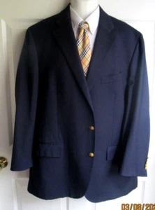 48R Polo Ralph Lauren Made Italy Navy Blue Gold Button Virgin Wool Blazer 48 R - Picture 1 of 12