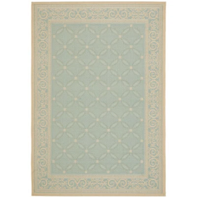 SAFAVIEH Indoor Outdoor CY6107-25 Courtyard Aqua / Cream Rug - Image 1 of 4