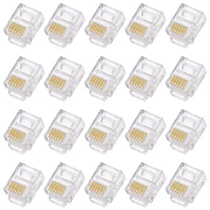 Telephone Modular Plug Male RJ11/RJ12 6P6C Clear 20pcs - Afbeelding 1 van 5