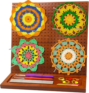 Crochet Blocking Board with 16 Pegs, 11X11 Inch: Granny Square Blocking Board - - Picture 1 of 12